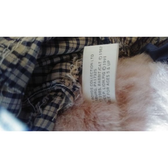 Boyd's Bears Prime rose Pig 1985-96 w/Bear wear Plush Toy 10" - Picture 6 of 10